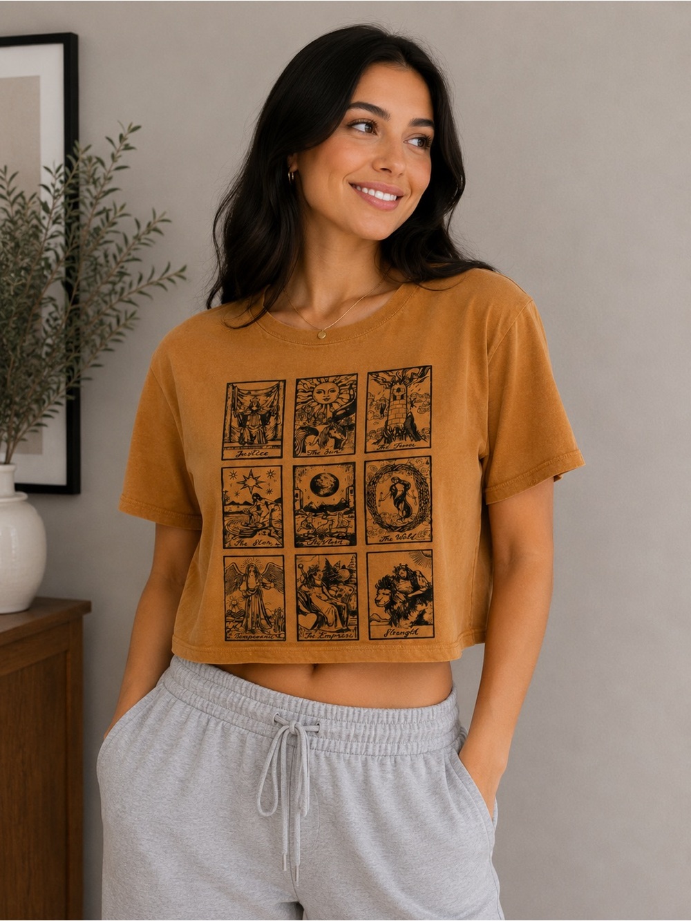 Philosophy Rust Orange Tarot Graphic Crop Tee